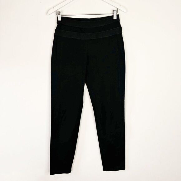 CLEARANCE  - Theory 38 Black Split Bi Stretch Elastic Waist Pull On Dress Pants - Picture 1 of 8